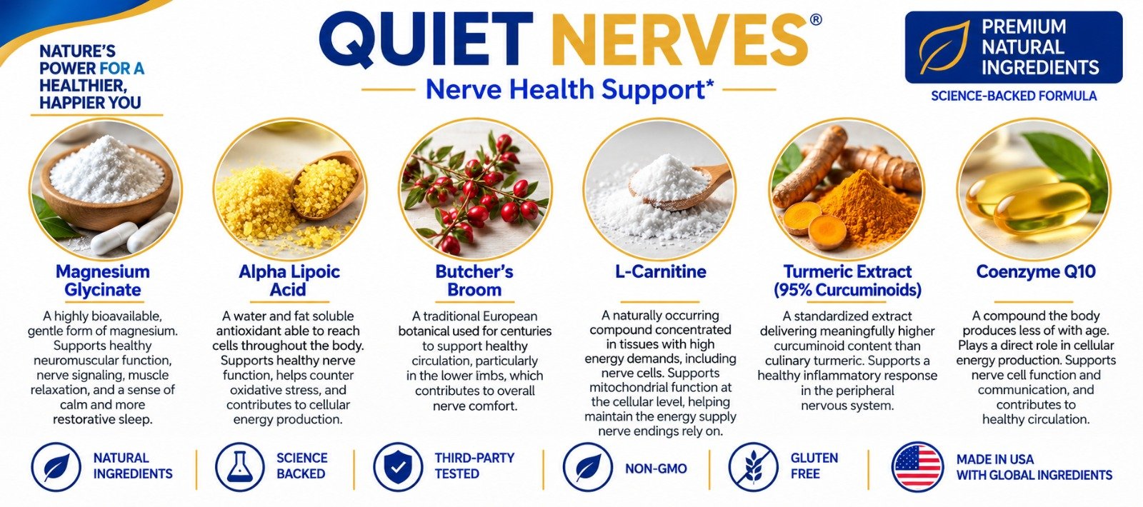 Quiet Nerves supplement facts label